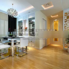 Simple Modern Dinning Room Interior 3d model