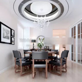 Restaurant Round Table Interior V3 3d model