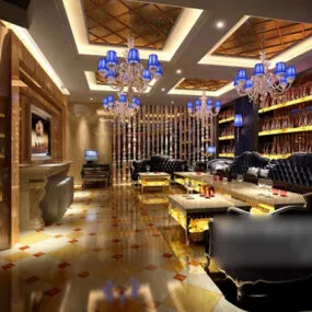 Modern Living Room Chandeliers Design Interior 3d model