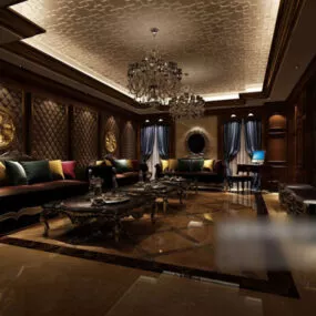 European Grand Living Room Interior V1 3d model