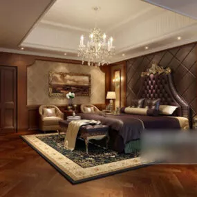 European Style Bedroom Interior V13 3d model