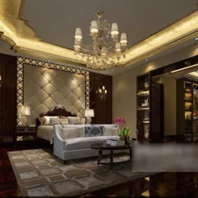 Chinese Style Bedroom Interior V3 3d model