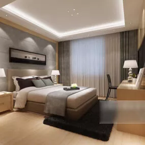 Simple Home Modern Bedroom Interior 3d model