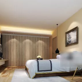 Small Bedroom Lamp Decor Interior 3d model