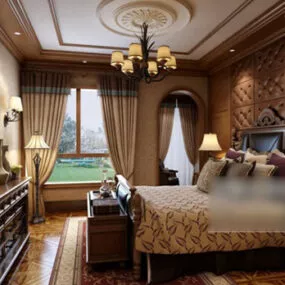 European Style Bedroom Interior V14 3d model