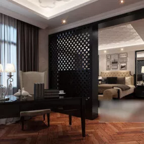 Modern Study Room Space Interior 3d model