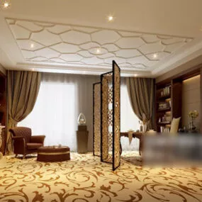 Chinese Style Study Room Interior V5 3d model