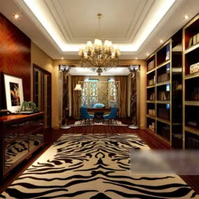 Study Room With Chandelier Interior V1 3d model