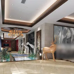 Villa Sculpture Garden Space Interior 3d model