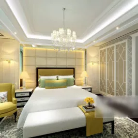 American White Bedroom Interior 3d model
