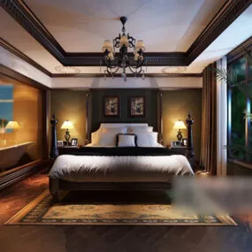 Vintage Bedroom Chandelier Interior 3d model