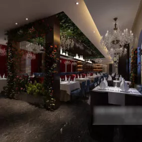 Western Restaurant Decor Interior 3d model