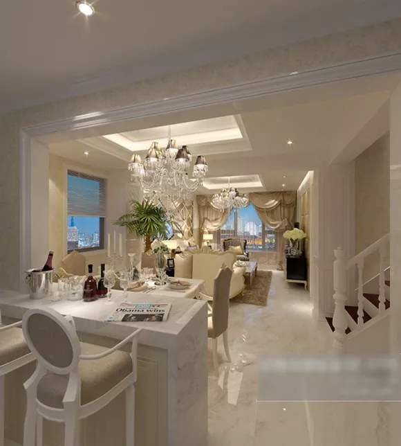 White Home Dinning Room Interior 3d model White Home Dinning Room Interior 3d model