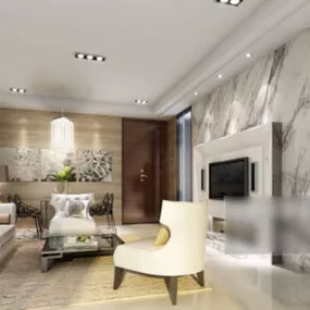 Living Room Elegant Chair Interior 3d model