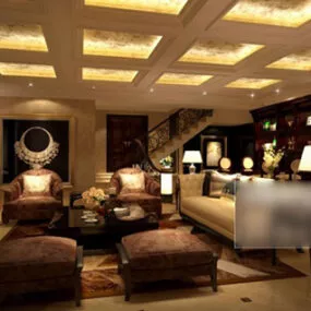Living Room Ceiling Decoration Interior V4 3d model