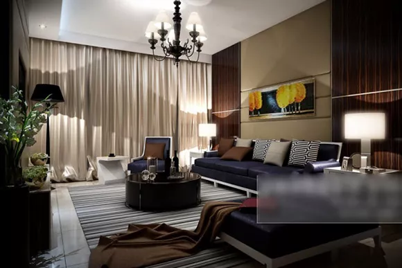 Living Room With Curtains Interior 3d model Living Room With Curtains Interior 3d model