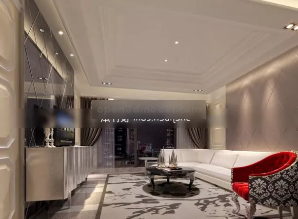 Modern Master Living Room Interior 3d model Modern Master Living Room Interior 3d model