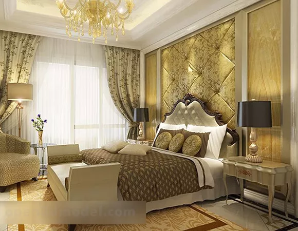 European Style Vintage Bedroom Interior 3d model European Style Vintage Bedroom Interior 3d model