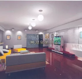Old Style Living Room Interior V1 3d model