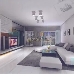 Simple Style Living Room Interior V1 3d model