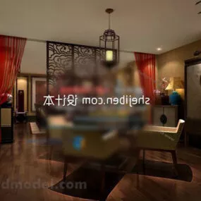 Chinese Wood Style Restaurant Interior 3d model