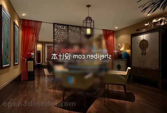 Chinese Wood Style Restaurant Interior 3d model Chinese Wood Style Restaurant Interior 3d model