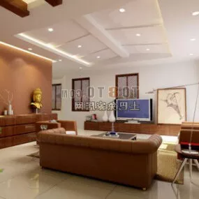 Modern Style Living Room Interior V1 3d model