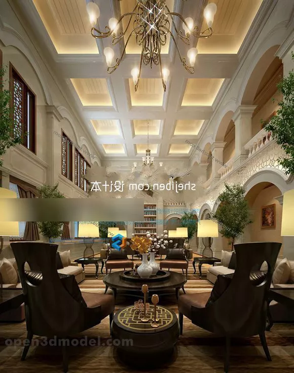 European Ceiling Decor Living Room Interior 3d model European Ceiling Decor Living Room Interior 3d model