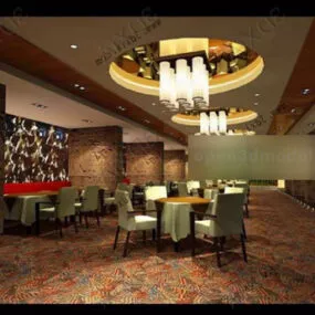 Vintage Style Restaurant Interior 3d model