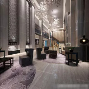 Hotel Corridor Ceiling Decoration Interior 3d model