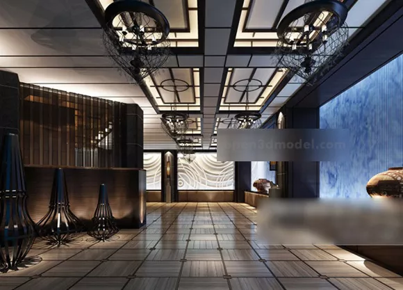 Ceiling Decor Corridor Interior 3d model Ceiling Decor Corridor Interior 3d model