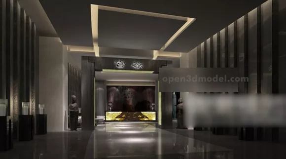 Dark Corridor With Window 3d model