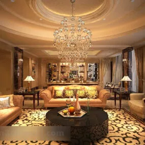 Warm Style European Living Room Interior 3d model