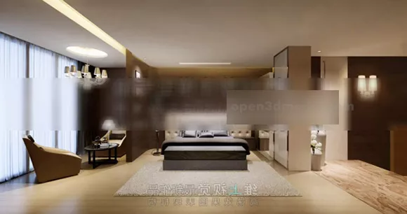 Wooden Wall Style Bedroom Interior 3d model Wooden Wall Style Bedroom Interior 3d model