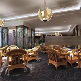 Wood Chair Leisure Club Interior 3d model