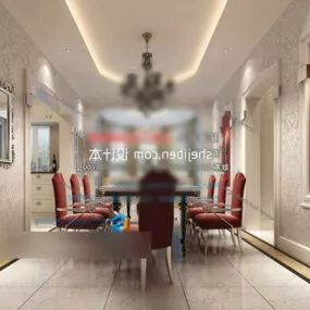 European Dinning Room Interior V2 3d model