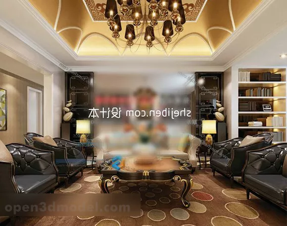 European Living Room Interior V40 3d model European Living Room Interior V40 3d model
