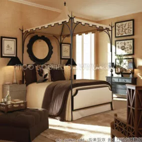 Southeast Asian Bedroom Interior V2 3d model