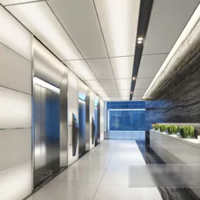 White Elevator Corridor Interior 3d model