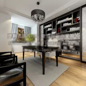 Villa Modern Study Room Interior 3d model