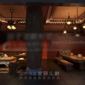 Southeast Asian Classic Living Room Interior 3d model