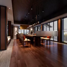 Minimalist Restaurant Interior 3d model
