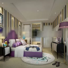 Girl Room Bedroom Interior V2 3d model
