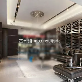Modern Black White Living Room Interior 3d model