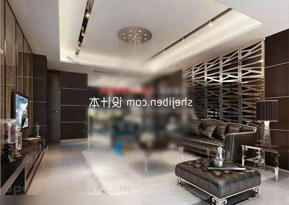 Modern Black White Living Room Interior 3d model Modern Black White Living Room Interior 3d model