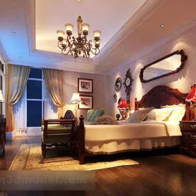 European Style Bedroom Interior V16 3d model