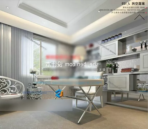 Contemporary Style Study Room Interior 3d model Contemporary Style Study Room Interior 3d model