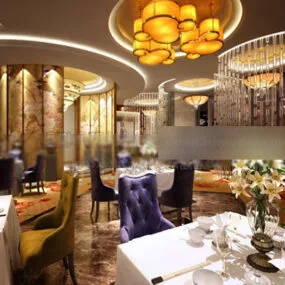 European Country Style Dinning Room Interior 3d model