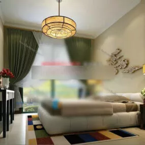 Modern Country Bedroom Interior 3d model
