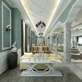 Neo Classic European Corridor Interior 3d model